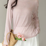 Round-neck pullover knitted sweater