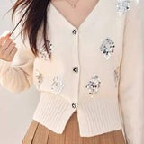 V-Neck Sequin Knit Cardigan