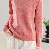 Semi-High Neck Dotted Sheer Shoulder Long Sleeve Top