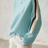 Contrast - color spliced round - neck sweatshirt