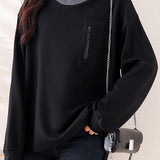 Half-high collar spliced color-block casual sweatshirt