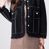 Chanel - style low - round - neck fashionable jacket.