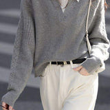 Lapel fake two-piece sweater