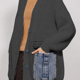 Loose Fit Lazy Style Patch Pocket Cardigan