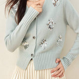 V-Neck Sequin Knit Cardigan