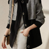 Casual Houndstooth Wool Blend Coat in 2 Colors