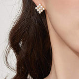 Pearl Bijou Square Motif Earrings