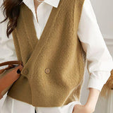 Designer Layered Sweater Vest Cardigan + Pure White Shirt