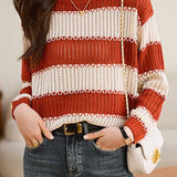 Contrast Color Hollow Out Knit Sweater