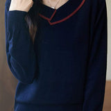 Asymmetric lapel knitted top