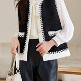 Chanel-style sleeveless knitted vest