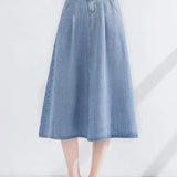 Side Pocket Long Flare Denim Skirt - 2 Colors Available