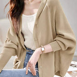 Hooded Dolman Sleeve Drop Shoulder Cardigan - 2 Colors Available