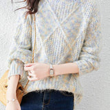 Lazy-style colored-dot knitted bottoming sweater