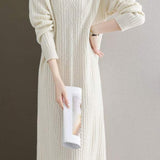 Simple and Comfortable Long Jacquard Knit Dress in 2 Colors