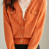 V-neck knitted cardigan