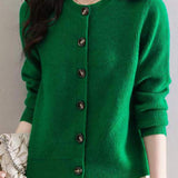 Solid-color short sweater outerwear