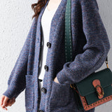 Lazy style jacquard knitted cardigan