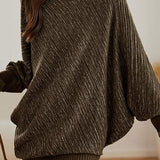 Half High Neck Irregular Batwing Sleeve Knit Sweater