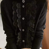 French Vintage Lace Trim Knitted Cardigan