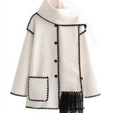 Elegant Woolen Coat with Bonus Scarf