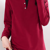 Solid-color long-sleeved T-shirt