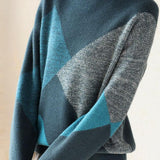 Color-blocked Loose Half-high Neck Sweater