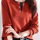 Solid-color long-sleeved T-shirt