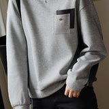 Casual color-blocked round-neck sweatshirt