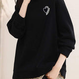 Lace-Paneled Mock Neck Sweatshirt