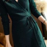 V-neck Tie-front Wrap Dress