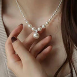 French-style gradient pearl collarbone necklace