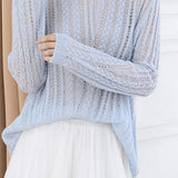 Hollowed-out knitted blouse