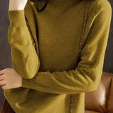 High Neck Button Decor Knit Top - 8 Colors Available