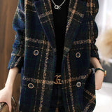 Vintage Plaid Wool Blend Coat