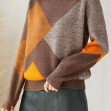 Color-blocked Loose Half-high Neck Sweater