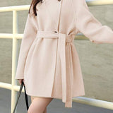 Stand Collar Tie Belt Coat