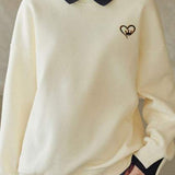 Simple and Elegant Lapel Long Sleeve Sweatshirt