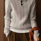 Casual Minimalist Jacquard Knit Sweater