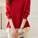 Loose spliced fake two-piece knitted sweaters