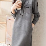 Loose Casual Gray Hooded Dress