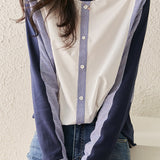 Casual spliced striped T-shirt