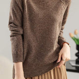 Semi-High Neck Dotted Sheer Shoulder Long Sleeve Top