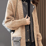 Spliced knitted cardigan coat