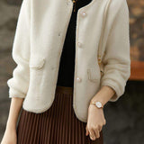 Fashionable casual faux - mink - hair Chanel - style coat.