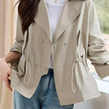 Basic Lapel Collar Drop Shoulder Jacket with Lining