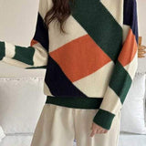 Casual Loose Color Block Mock Neck Sweater in 4 Colors