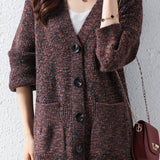 Lazy style jacquard knitted cardigan