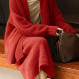 Cashmere-like Knit Cardigan and Knit Skirt Set