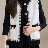 Chanel-style sleeveless knitted vest